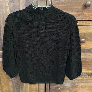 WHBM Crochet Sweater With 3/4 Sleeves